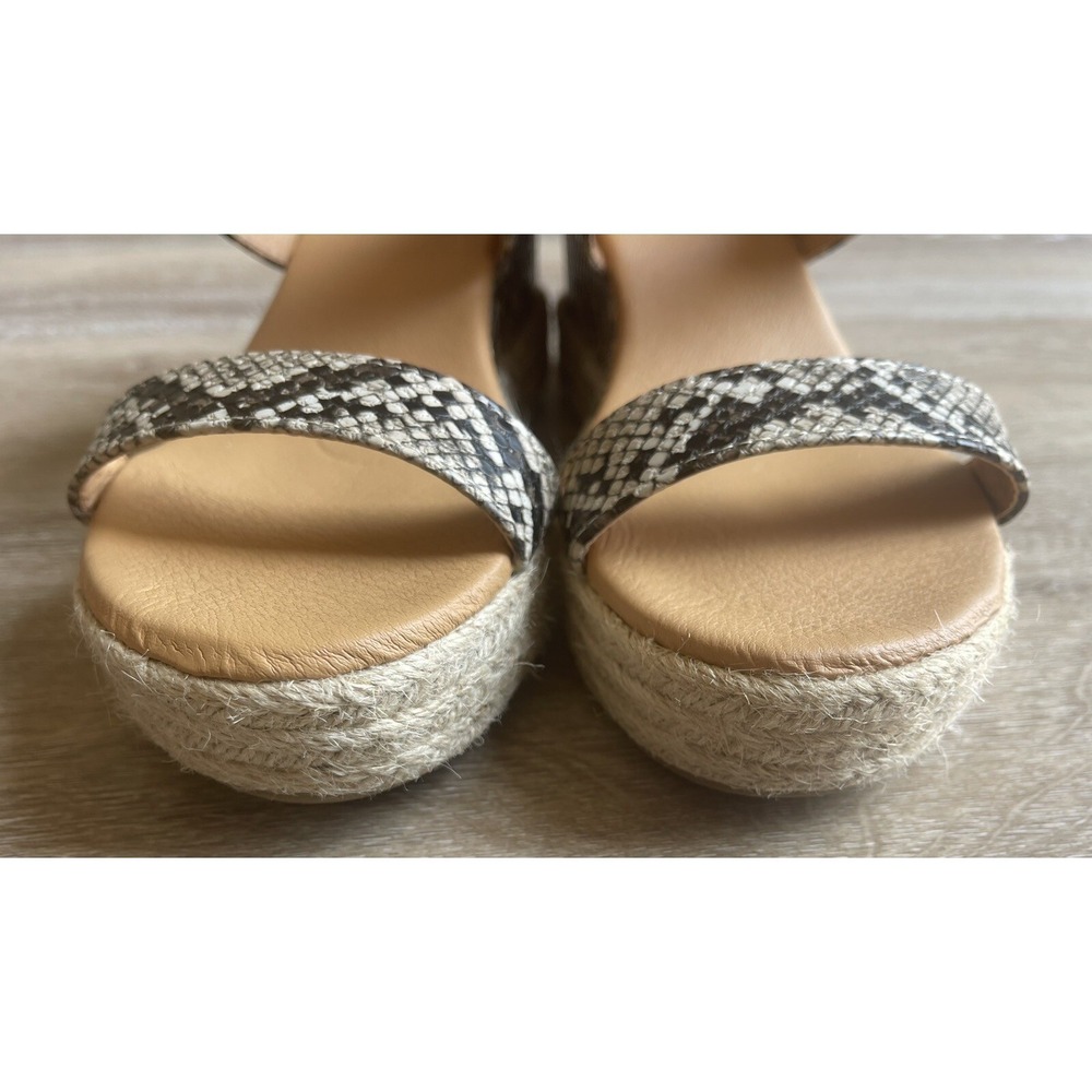 Journee Collection Sandals Womens 7.5 Brown White Alissa Snake Skin Espadrilles - Picture 3 of 8